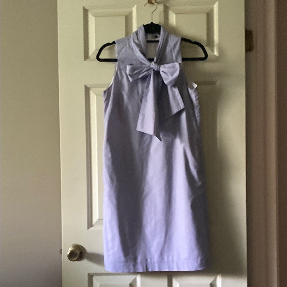 Banana Republic Striped Blue and White dress with tie neck